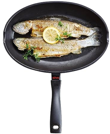 Alva Energy Nonstick Ceramic Fish Pan 13.7 - Lightweight, Easy to Clean and Made without PFAS, PFOA & PTFE - Induction and All Stovetop Compatible with Even Heat Distribution