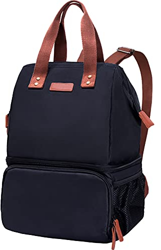 Mochila Nevera de Refrigeración, 20L Doble Capas Mochila Térmica Bolsa Porta Alimentos, Grande Bolsa Térmica de Aislamiento Antifugas Bolsa Nevera para Playa Camping Viajes Trabajo Picnic - Negro