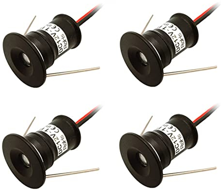 WZYJLyds LED-Einbaustrahler Mini Einbauleuchte für die Küche Schwarze Schale 12V 1W Kleine Deckenlampe für Treppen, Schränke, Flure, Vitrinen(Blau,30°)