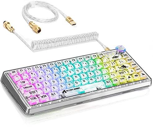 Tastiera meccanica ATTACK SHARK K75, copritasti trasparenti, RGB, tastiera di gioco, tastiera QMK/VIA, interruttore lineare, cavo a spirale, CK75 X75 TKL sostituibile a caldo tastiera cablata PC Gamer