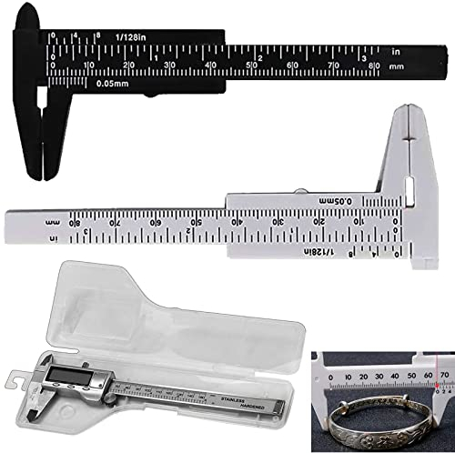 GNAUMORE Vernier Bremssattel Gauge, Kunststoff Schieblehre, PS (Polystyrol), Schwarz, Weiß, Messwerkzeug, Messschieber, KC-YBW2-SN64