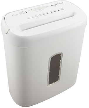 Amazon Basics 8-Sheet Cross Cut Paper and Credit Card Shredder for Security, Heavy Duty, White