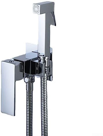 RANRAO Bidet-Wasserhahn, Messing, Duscharmatur, Waschmaschine, Mischer, Kalt- und Warmwassermischer, Kran, quadratisch, Chrom