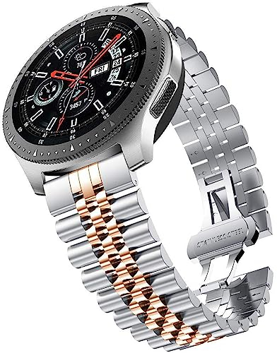 Niziruoup 22mm Edelstahl Uhrenarmband mit Schnellverschluss Jubilee Uhr Uhrenarmbänder Ersatzarmbänder Edelstahlarmband Metall Armband für Herren Damen, Edelstahl, Silber Roségold