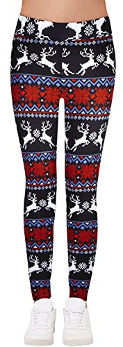 Loveternal Weihnachts Leggings Damen High Waist Lang Elegant Yoga Pants Blickdicht Frauen Laufhose Fitnesshose Trainingshose Sportleggins Streetwear S