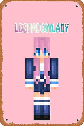 AirBnk Wanddekor-Schild – Fanart niedliches LDShadowLady Skin Pink Farbe Poster – 20,3 x 30,5 cm Vintage-Look Metallschild, Bar, Man Cave, Kunstdekoration.