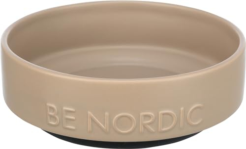 TRIXIE BE Nordic 24526 Gamelle Moderne en céramique avec revêtement en Caoutchouc antidérapant pour Petits Chiens Ø 16 cm Taupe 500 ML