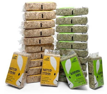 Miss Greeny - 12kg Wiesenheu und 12kg Natur-Stroh - in Handlichen 1kg Beuteln
