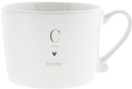 Tasse mit Henkel Coffee Keramik weiß karamell RJ/CUP 113 BC Keramikgeschirr gedeckter Tisch