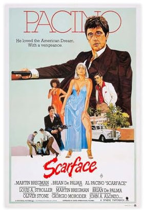 DEZARO Scarface – Filmposter auf Leinwand, Poster, Wandkunst, Dekor, Bild, Gemälde für Wohnzimmer, Schlafzimmer, Dekoration, ungerahmt, 30 x 45 cm