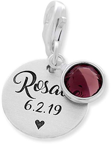 Charms Anhänger 925 Silber Gravur Schlüsselanhänger personalisiert Geschenk Geburt Charm Name Namensgravur Bettelarmband Zusatzanhänger | HANDMADE IN GERMANY
