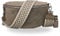 BRISE Bauchtasche Damen Echtes Wildleder SAHEL Handgemachte Umhängetasche Crossbody Bag Hüfttasche mit Ledergurt + Optionalen Breiten Gemusterten Riemen Gürteltasche Made in Italy (Dunkeltaupe 2)