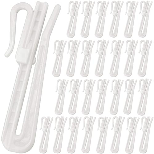 Fiyuer 50 Pezzi Ganci Tende Bianchi, Ganci per Tende in Plastica, Ganci per Tende Senza Bucare, Universale Ganci Tenda, per Tende, Tende da Doccia