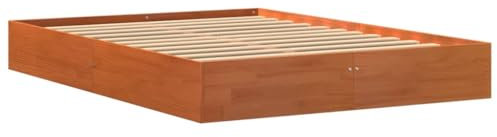 vidaXL Massivholzbett, Holzbett mit Kopfteil Lattenrost, Doppelbett für Schlafzimmer, Bett Bettgestell, Modern, Wachsbraun 120x200cm Kiefer