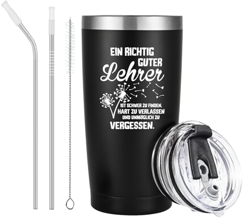 Livole Geschenk für Lehrer, Abschiedsgeschenk Lehrer Thermobecher, Ein Richtig Guter Lehrer Ist Schwer zu Finden, Lehrer Geschenk Grundschule, Beste Lehrerin Geschenke Ideen, 600ml Edelstahl Becher