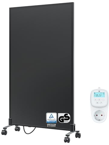 BR Bringer Infrarotheizung Standgerät - 600 Watt - Energiesparend - Mobile Elektroheizung mit Standfüßen auf Rollen, Smart Thermostat, WiFi und App - 5 Jahre Garantie, TÜV (schwarz)