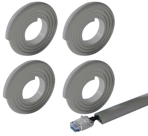 Xafrstyu Cable Trunking Kit, Electrical Cable Trunking with Self Adhesive, Trunking for TV Cables, Decorative Self-Adhesive Cable Cover (4M,Grey)