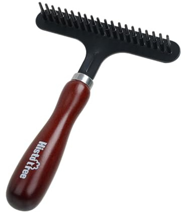 Sharplace Wood Carpet Rake Carpet Groomer Rake Rug Grooming Sweeper Hair Remover Shag, Wide Head Carpet Groomer Fluff Restorer, Handheld Restoration Brush for Hallways Home