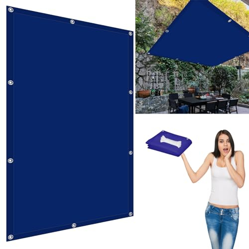 Rechteck Sonnensegel 3.7 x 4.4 m Sonnenschutz Sichtschutz mit Seilen und Befestigungs Kit für Garten Terrasse Balkon, Dunkelblau