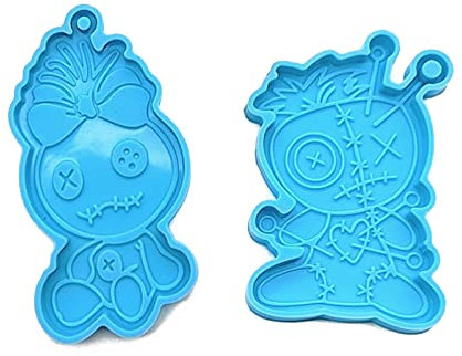 BABYVIVA Porte-clés vaudou en silicone pour poupée - Moule en résine époxy avec trou de suspension pour loisirs créatifs
