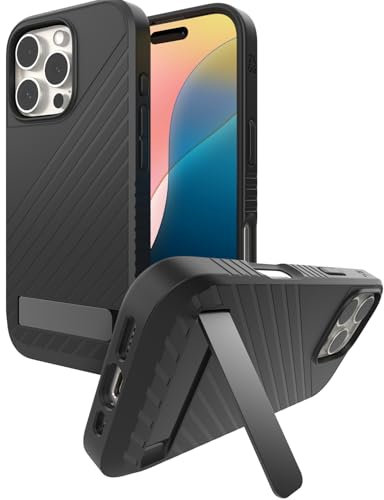 ZAGG Denali Snap KS Graphene-Reinforced Case with Built-In Kickstand for iPhone 16 Pro [6.3-Inch], MagSafe Compatible, Dual Layer Design, Shockproof Phone Back Cover (Black)