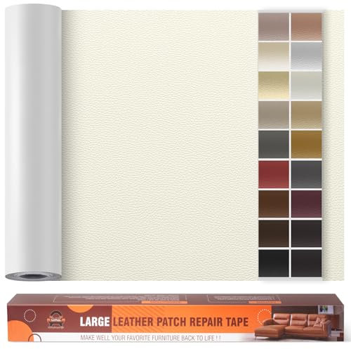 Leder Reparatur Set Elfenbeinweiß,OAZ Kunstleder Selbstklebend 90 x 200 cm,Kunstleder Reparaturset Leder Reparatur Patch Selbstklebende Lederflicken für Autositze Möbel Sofa Taschen