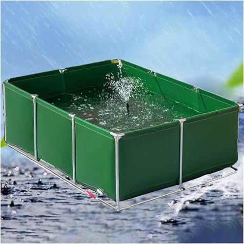 Strapazierfähiger PVC-Segeltuch-Fischteich mit Abfluss, 2,1 m x 1 m x 0,6 m, temporärer Haltetank für Salzwasser, Fische, Koi, Schildkröten, Wasserspeicher, Pool für Sicherheitsstützrahmen im