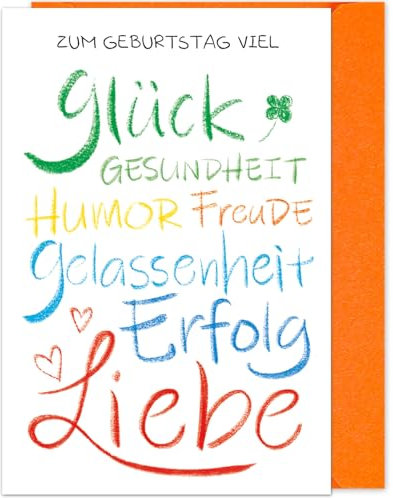 RFBEUTEL Premium Geburtstagskarte mit Umschlag Glückwunschkarte Happy Birthday Postkarte Geburtstag Karte für Frau Mann Mädchen Jungen Geschenk für Freund Freundin