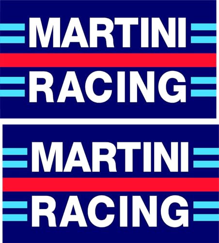 Pure Print Cut Martini Set di adesivi per auto, 17 cm, 2 pezzi sponsor adesivi per auto e moto, decorazione da corsa di alta qualità, resistente alle intemperie (rettangolare)