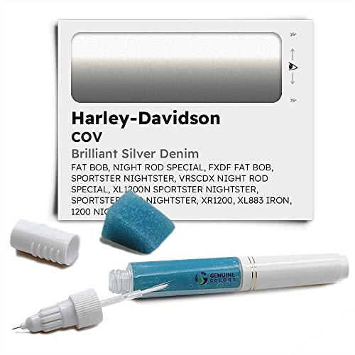 Genuine Colors Lackstift Brilliant Silver Denim COV für Harley-Davidson Silber Fat BOB Night Rod Special FXDF Sportster NIGHTSTER VRSCDX XL1200N 1200 XR1200 XL883 Iron