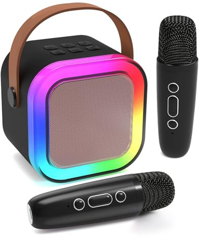 Fede Micro Karaoke Enfants avec Micro sans Fil, Cadeau Fille 4-12 Ans Anniversaire Jouet Fille 3-12 Ans Micro Enfant Cadeau Ado Fille Micro sans Fil Karaoke Jouet Garcon 4-12 Ans Musique Enfant Noir