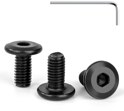 Tunejoy 30 Piezas Tornillos de Cabeza Plana M5 x 10 mm Negro Tornillo de Cabeza Hexagonal de Acero Inoxidable A2 V2A Perno de Muebles con llave Allen Rosca Completa