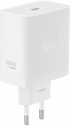 Adaptateur Secteur realme SUPERVOOC 45W pour realme 14 Pro, 12x 5G, 12 5G, C75, C65, C67, C53, Note 60, Note 50,Compatible avec/OnePlus/Oppo, Port USB Type-A, sans câble, Blanc