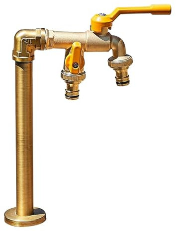 LYUCAYHQ Colonne D'eau de Jardin Verticale en Cuivre pour Cour Extérieure, Colonne D'eau avec Robinet à Double Sortie, pour Jardin de Terrasse de Cour(32cm/13in)