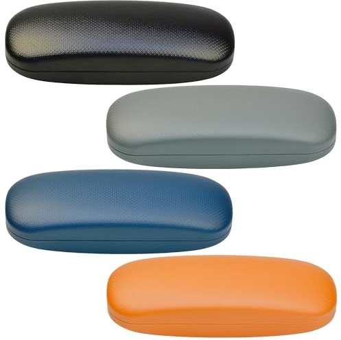 THIVENNY Brillenetui Hardcase,4 Stücke Brillenetui PU Leder, Brillenhülle für Damen Herren,Brillen Etui Hart Glasses Case,Sonnenbrillen Etui