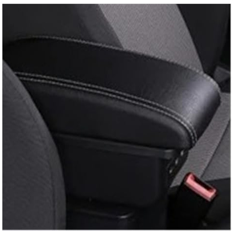 Armlehnenbox Für Caddy 5 2024 Armlehne Box Zentrale Speicher Inhalt Box Mit USB-schnittstelle Mittelarmlehne(B-Black White line)