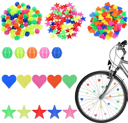 Xthrotsenk 216 Stück Bunten Fahrradspeichen Kinderfahrrad Speichenperlen Fahrrad Speichenperlen Plastik Speichenklicker Speichenclips Fahrrad Zubehör Speiche Perlen Dekoration für Mädchen und Jungen