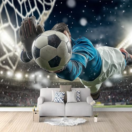 WHUOEUCO Papel Pintado Panorámico Portero De Fútbol 400x280 cm Fotomurales Artes 3D Papel Tapiz Tejido No Tejido, para Salón Dormitorio Murales Decoración Pared De Tv