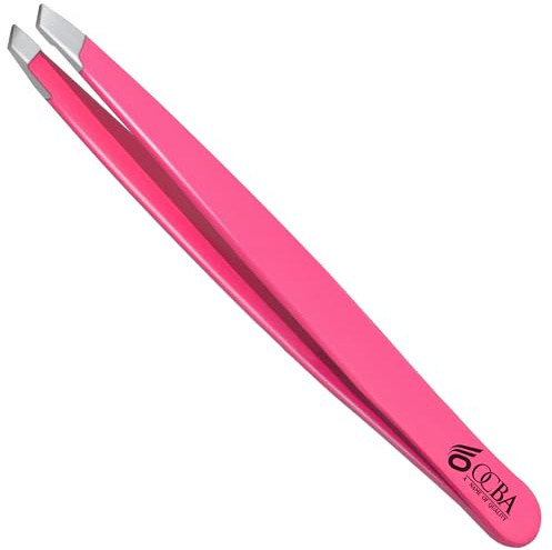 OCBA 4 Pcs Tweezers for Facial Hair Women & Men for Precise Grooming of Eyebrows - Professional Stainless Steel Eyebrow Tweezers for Ingrown Hair on Nose Ear (Pretty Pink)