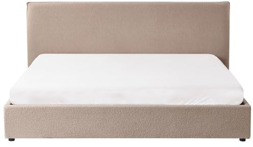 Beliani Polsterbett Bouclé beige Taupe mit Bettkasten Lattenrost 180x200 cm Lavaur