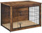 Yaheetech Hundekäfig Möbel mit Hundedecke & 2 Türen, Hundebox für Zuhause, Moderne Hundehütte Indoor, Hundebox Holz für Wohnzimmer, 96x65x68 cm, Braun