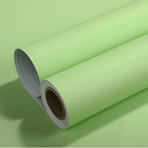 Vinyl Wrap Matt 44.5cmX300cm, Green Sticky Back Plastic Roll Peel and Stick Wallpaper for Bedroom Kitchen Worktops, Self Adhesive Wallpaper for Furniture Stickers Waterproof Removable Contact Paper