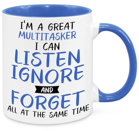 Cherish Charlie Designs I'm Multitasking Mug - Funny Novelty Gift Silly Present Mugs for Women Birthday Christmas for Mum Dad Friend Sister for Men Women Colleague Secret Santa Work Quotes (Blue)