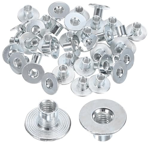 M METERXITY 50er Pack M6x10mm T-Nut Verzinkt Kohlenstoffstahl T-Nut Runde Basis Schweißmutter Durchgangsloch Möbelbeschlag Flansch Einsatzmutter Mit Innengewinde Silber