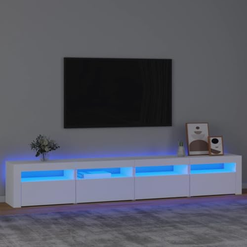 Générique Meuble TV avec lumières LED Blanc 240x35x40 cm,Meubles,Meubles TV,Blanc,51.44 KG,3152762