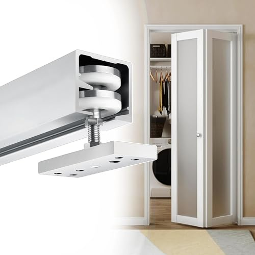 Schiebetür Schiene Falttür-Beschlagsatz mit Schiene, Falttür-Beschlagsatz mit Oberer/Unterer Schiene, Rolle, Drehpunkt, Scharnier und Bodenführung(Door Thickness 2.5-3cm,32in/81cm)
