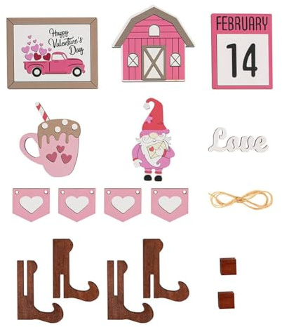 Bosiyrggrl Valentine'S Day Tiered Tray Gift Farmhouse Serving Tray Winter Holiday 1Set Wooden