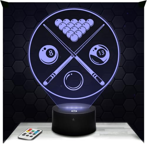 Lampephoto.fr - Lampe Billard Sport 3D Touch Nachtlicht | Made in France, Sockel & Größe wählbar, dimmbar, Batterie/USB, HD-Lasergravur, Geschenk für Sie & Ihn