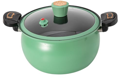 Kürbistopf, 8 l Mini-Schnellkochtopf mit Verriegelungsgriffen – schnell erhitzender, antihaftbeschichteter Suppentopf für alle Herdplatten (grün) – Mini-Schnellkochtopf