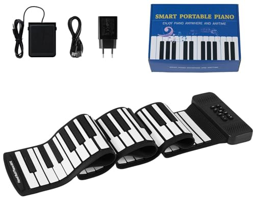 GYMAX 88 Keys Roll-up Piano, Hand Roll Electric Piano with Wireless Connection, MIDI Function and Sustain Pedal, Portable Digital Keyboard for Beginners Kids Adults